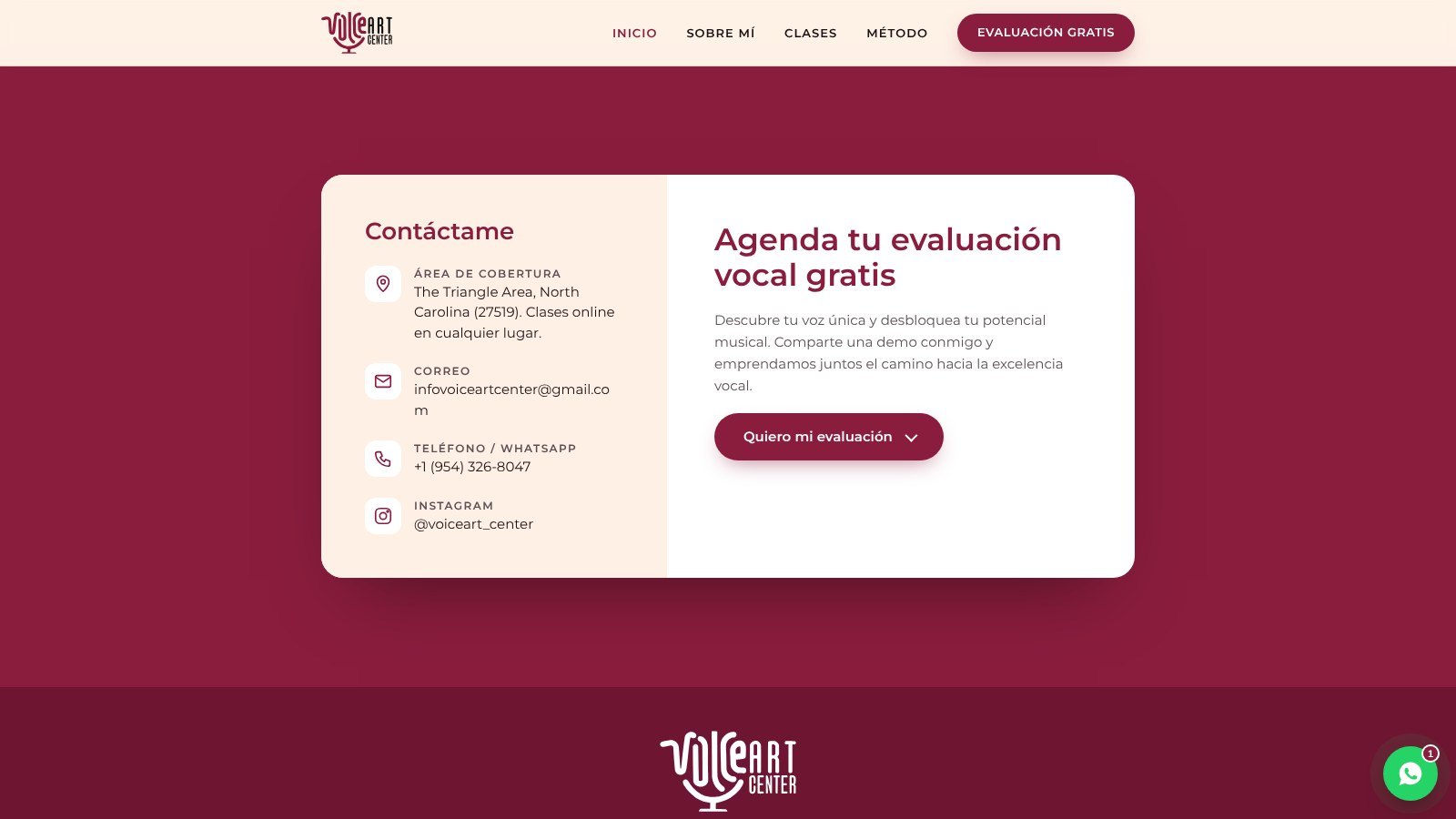 Formulario de contacto de la portada