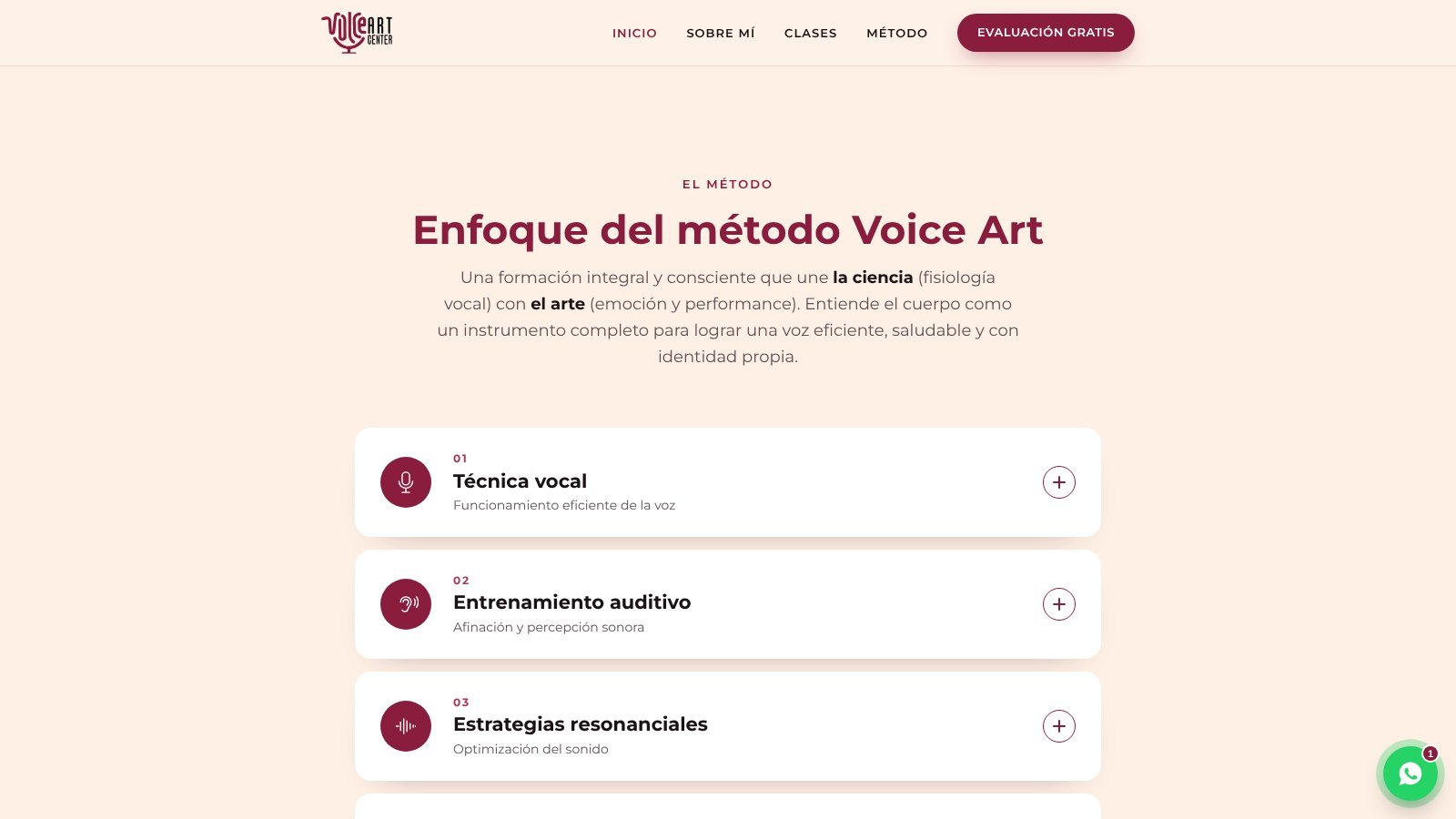 Sección del método Voice Art