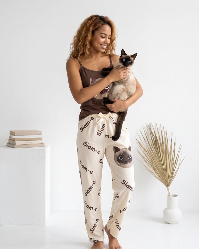 Pijama Siame · pantalón — Chocolate · conjunto de pantalón largo