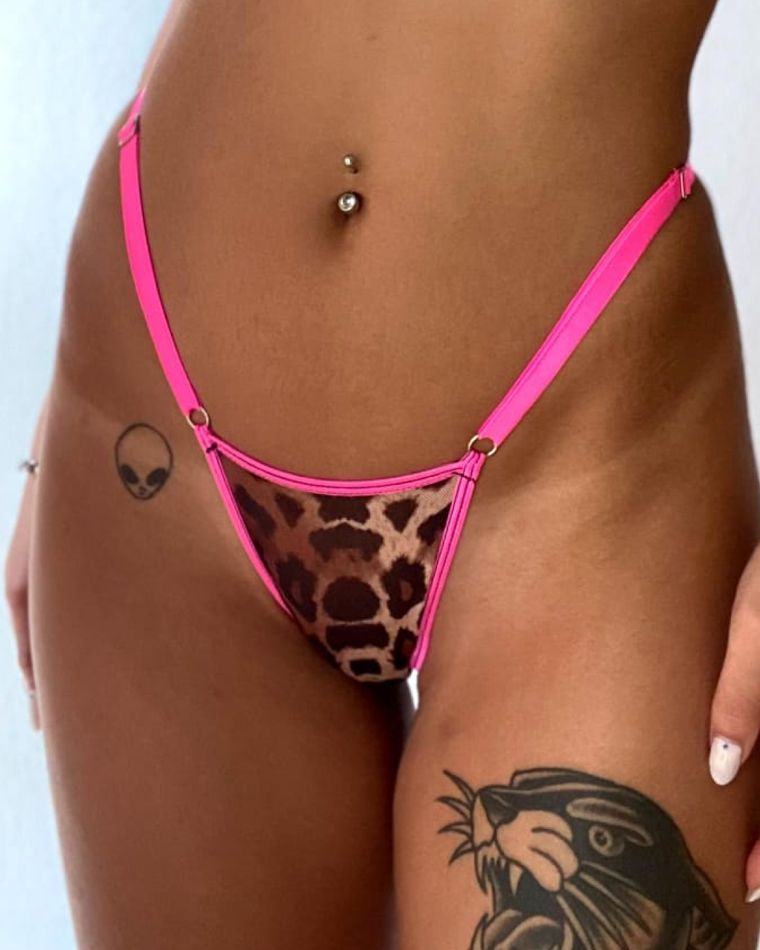 Tanga Pantera — Fucsia con animal print · tanga
